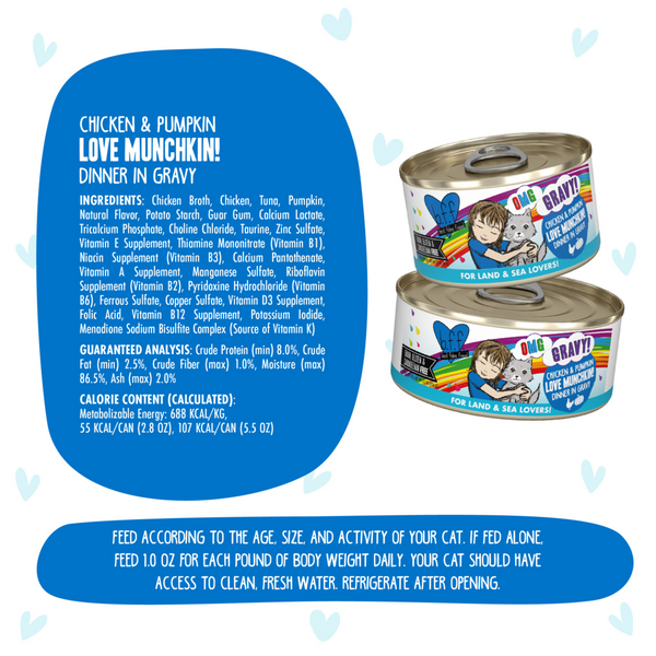 Weruva BFF Oh My Gravy Love Munchkin Grain Free Chicken & Pumpkin in Gravy Canned Cat Food