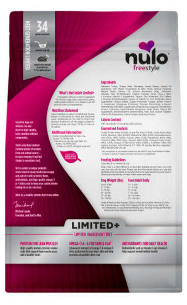 Nulo Freestyle Limited+ Sm Breed Dog Grain Free Turkey