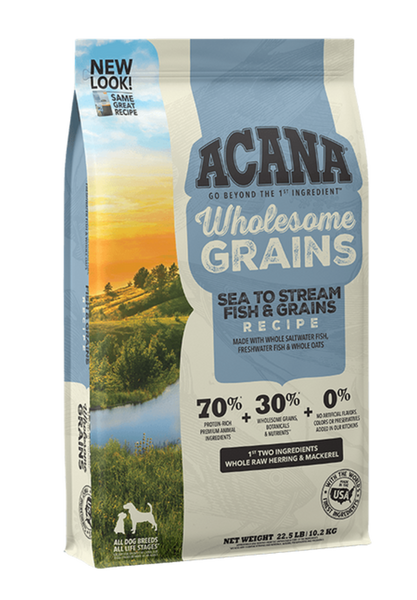 Acana Wholesome Grains Sea to Stream Fish & Grains Dry Dog Food Herring, Mackerel & Catfish