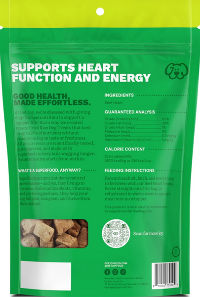 Get Joy Endurance 100% Beef Heart Freeze Dried Dog Treats