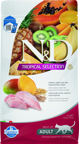 Farmina N&D Tropical Selection Feline Chicken, Spelt, Oats and Tropical Fruits Feline Dry Cat Food