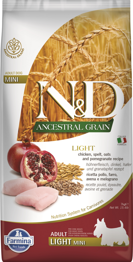 Farmina N&D Ancestral Grain Canine Chicken & Pomegranate Light Mini Dry Dog Food