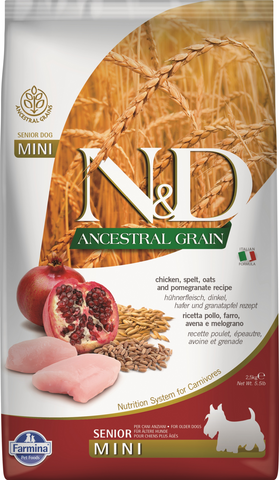 Farmina N&D Ancestral Grain Canine Chicken & Pomegranate Senior Mini Dry Dog Food