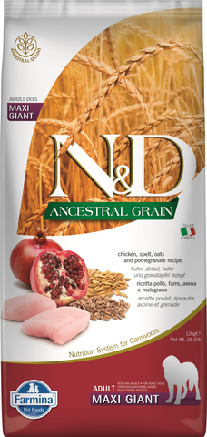 Farmina N&D Ancestral Grain Canine Chicken Spelt Oats Pomeg Adult Maxi Giant Dry Dog Food