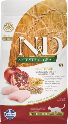 Farmina N&D Ancestral Grain Feline Chicken & Pomegranate Neutered Dry Cat Food