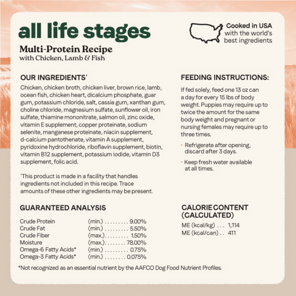 Canidae All Life Stages Wet Dog Food, Multi-Protein Formula with Chicken, Lamb & Fish, 13 oz.
