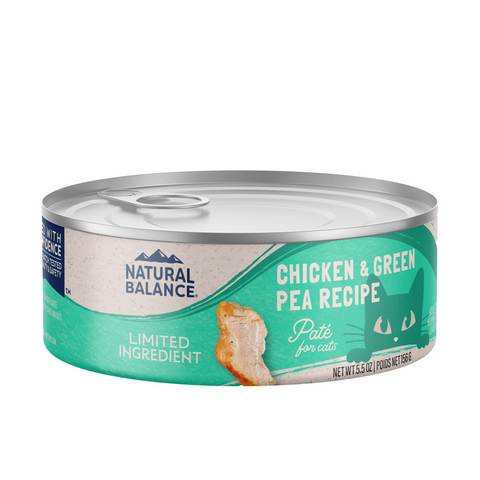 Natural Balance Limited Ingredient Wet Cat Food, Chicken & Green Pea Pate Recipe