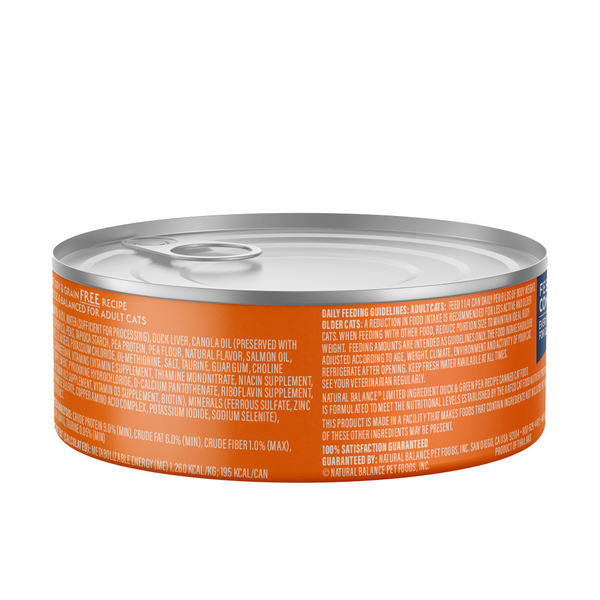 Natural Balance Limited Ingredient Reserve Wet Cat Food, Duck & Green Pea Pate Recipe