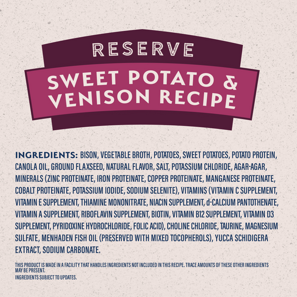 Natural Balance Limited Ingredient Reserve Wet Dog Food, Sweet Potato & Venison Recipe