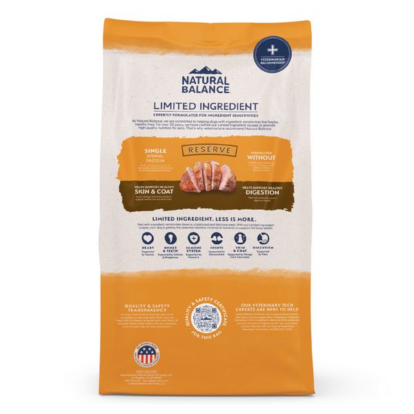 Natural Balance Limited Ingredient Reserve Grain Free Dry Dog Food, Duck & Potato Recipe