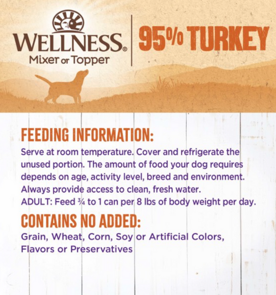 Wellness Natural Grain Free Adult 95% Turkey Canned Dog Food