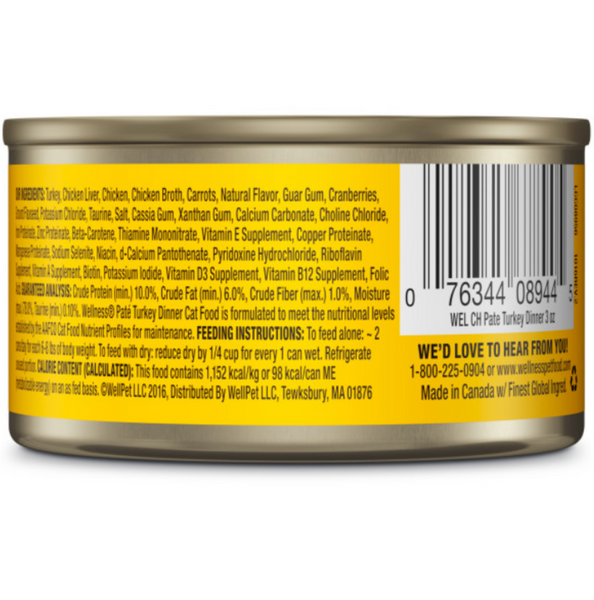 Wellness Complete Health Pate Turkey Dinner Wet Cat Food