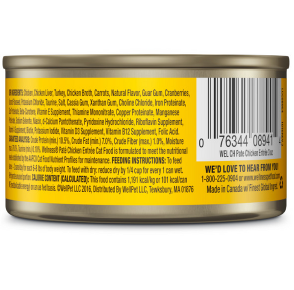 Wellness Complete Health Natural Grain Free Chicken Pate Wet Canned Cat Food