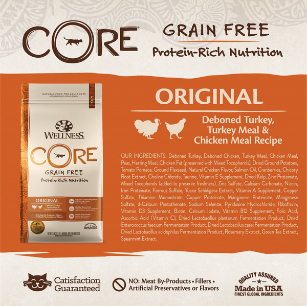 Wellness CORE Natural Grain Free Original Turkey, Chicken, Whitefish & Herring Recipe Dry Cat Food