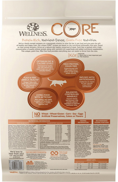 Wellness CORE Natural Grain Free Original Turkey, Chicken, Whitefish & Herring Recipe Dry Cat Food