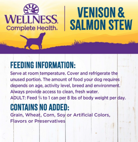 Wellness Grain Free Natural Venison & Salmon Stew with Potato and Carrots Wet Canned Dog Food