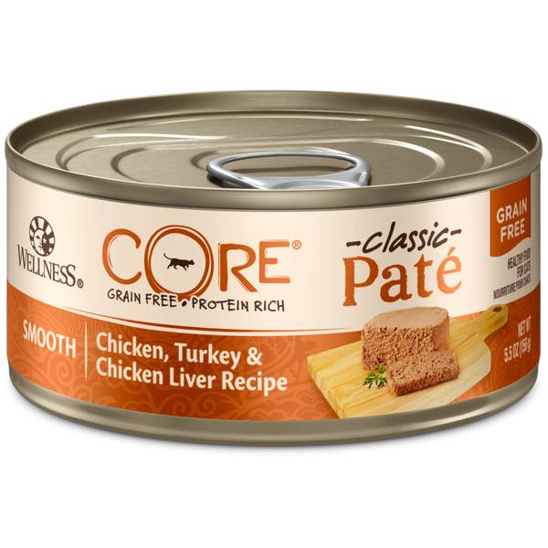 Wellness CORE Grain Free Natural Chicken, Turkey and Chicken Liver Smooth Pate Wet Canned Cat Food