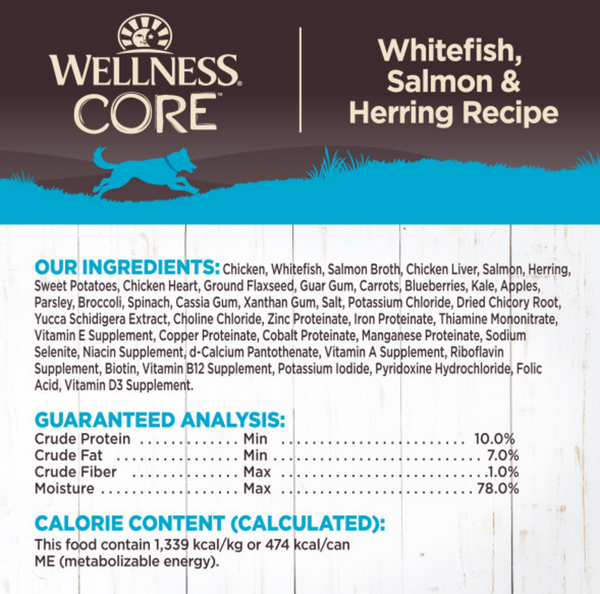 Wellness CORE Grain Free Natural Whitefish, Salmon and Herring Recipe Wet Canned Dog Food