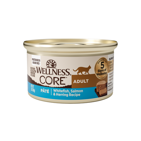 Wellness CORE Grain Free Natural Whitefish, Salmon & Herring Smooth Pate Canned Cat Food