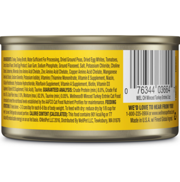 Wellness Grain Free Natural Minced Turkey Entree Wet Canned Cat Food