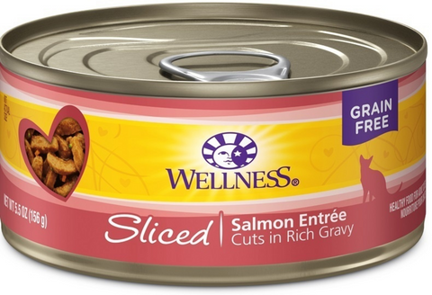 Wellness Grain Free Natural Sliced Salmon Entree Wet Canned Cat Food