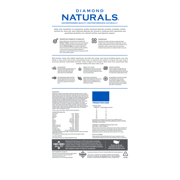 Diamond Naturals Beef Meal & Rice Adult Dry Dog Food