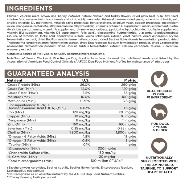 NutriSource Senior Chicken & Rice Dry Dog Food