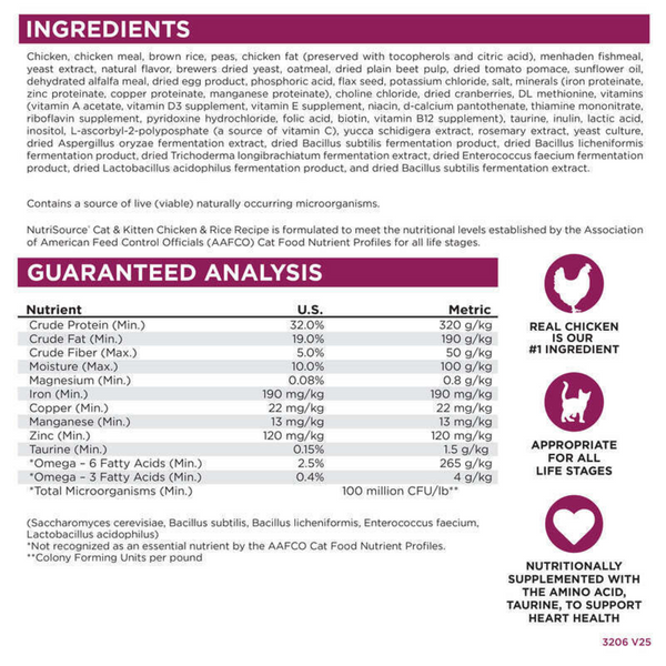 NutriSource Cat & Kitten Chicken & Rice Dry Cat Food
