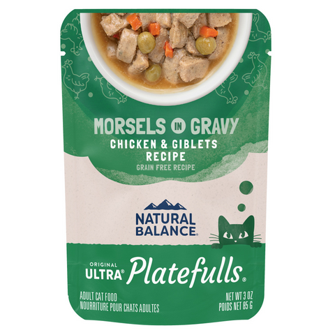 Natural Balance Original Ultra Platefulls Chicken & Giblets Recipe Morsels in Gravy Wet Cat Food Pouches