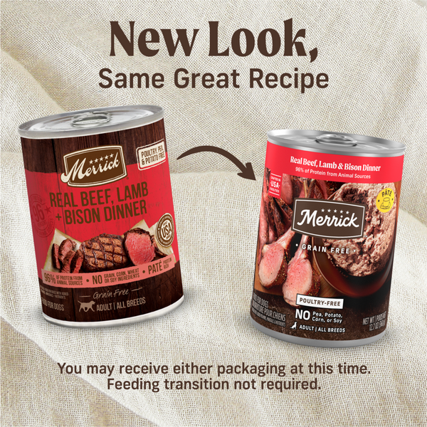 Merrick Grain Free 96% Beef Lamb and Bison Adult Wet Dog Food