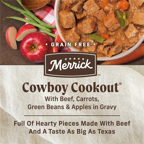 Merrick Grain Free Wet Dog Food, Premium And Wholesome Gluten Free Canned Adult Dog Food, Cowboy Cookout