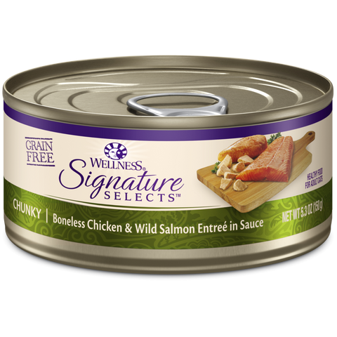 Wellness Signature Selects Grain Free Natural White Meat Chicken and Wild Salmon Entree in Sauce Wet Canned Cat Food
