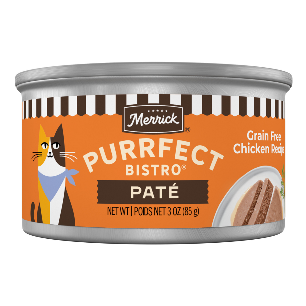 Merrick Purrfect Bistro Grain Free Premium Soft Canned Pate Adult Wet Cat Food, High Protein Chicken Recipe