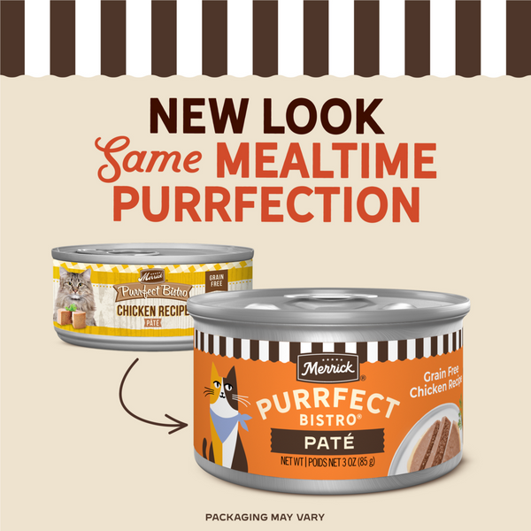 Merrick Purrfect Bistro Grain Free Premium Soft Canned Pate Adult Wet Cat Food, High Protein Chicken Recipe