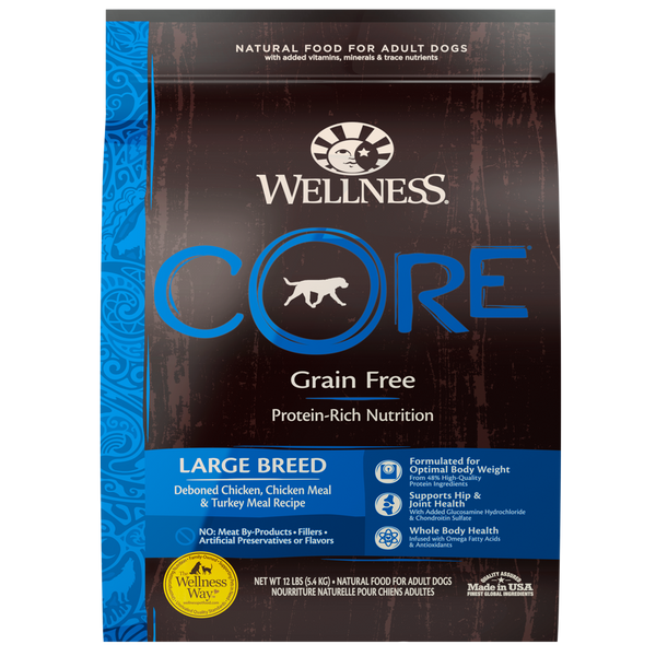 Wellness CORE Grain Free Natural Large Breed Health Chicken and Turkey Recipe Dry Dog Food