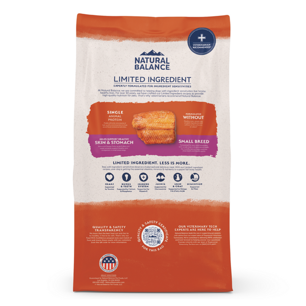 Natural Balance Limited Ingredient Grain Free Dry Dog Food for Small Breeds, Salmon & Sweet Potato