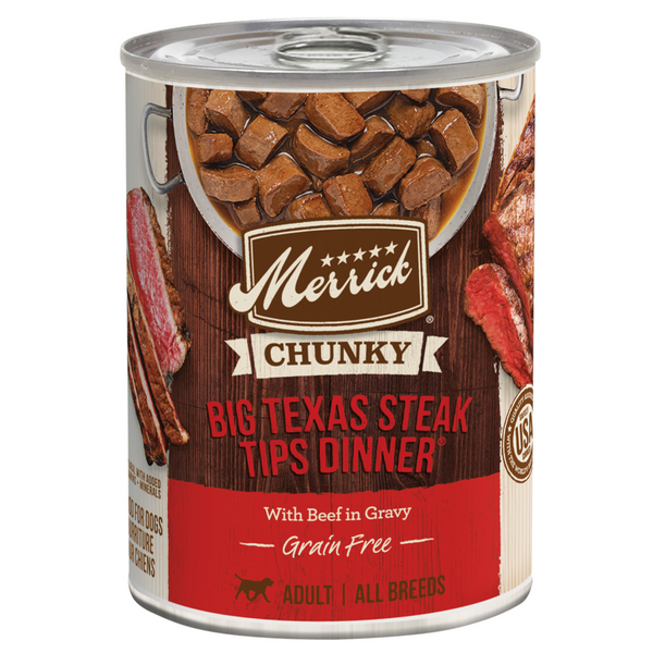 Merrick Grain Free Big Texas Steak Tips Dinner Canned Dog Food