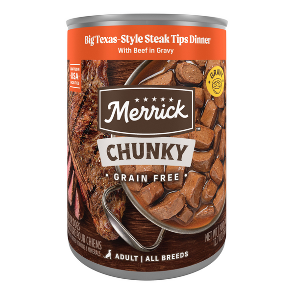 Merrick Grain Free Big Texas Steak Tips Dinner Canned Dog Food