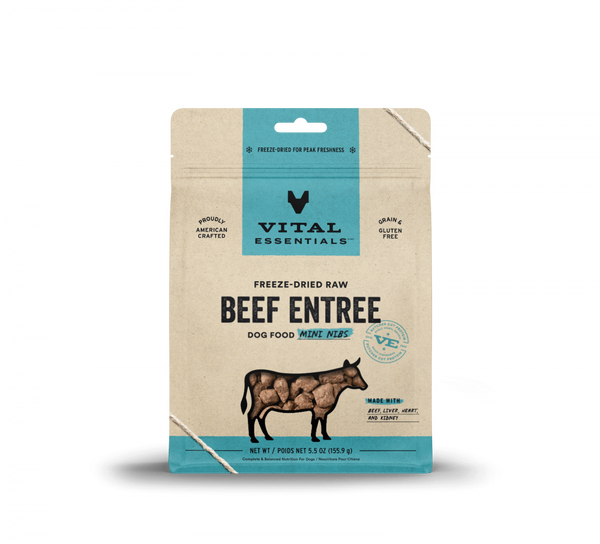 Vital Essentials Freeze Dried Grain Free Beef Mini Nibs Entree for Dogs Food