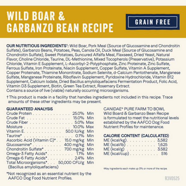 Canidae Pure Farm To Bowl Wild Boar & Garbanzo Bean Recipe Dog Food