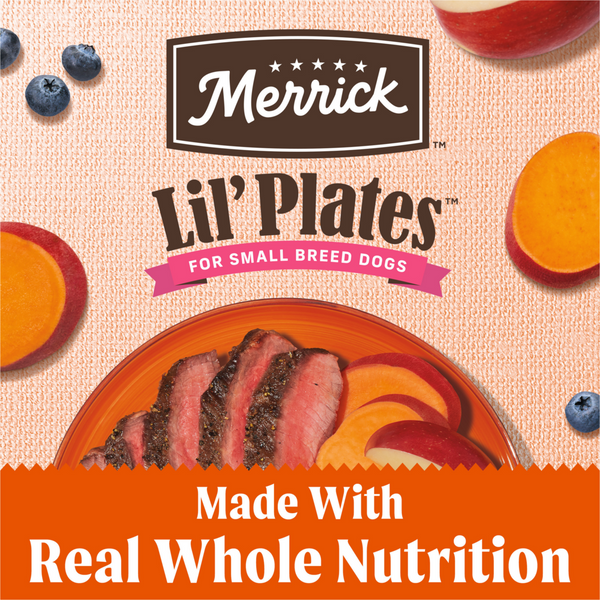 Merrick Lil Plates Small Breed Dog Food Grain Free Real Texas Beef & Sweet Potato Recipe Small Dog Food