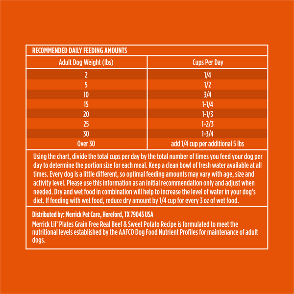 Merrick Lil Plates Small Breed Dog Food Grain Free Real Texas Beef & Sweet Potato Recipe Small Dog Food