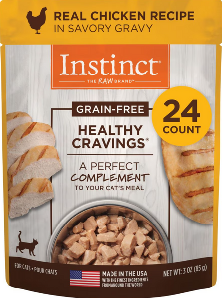 Instinct Healthy Cravings Grain Free Tender Chicken Recipe Meal Topper Pouches for Cats