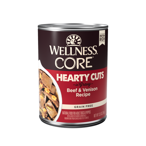 Wellness CORE Natural Grain Free Hearty Cuts Beef and Venison Canned Dog Food