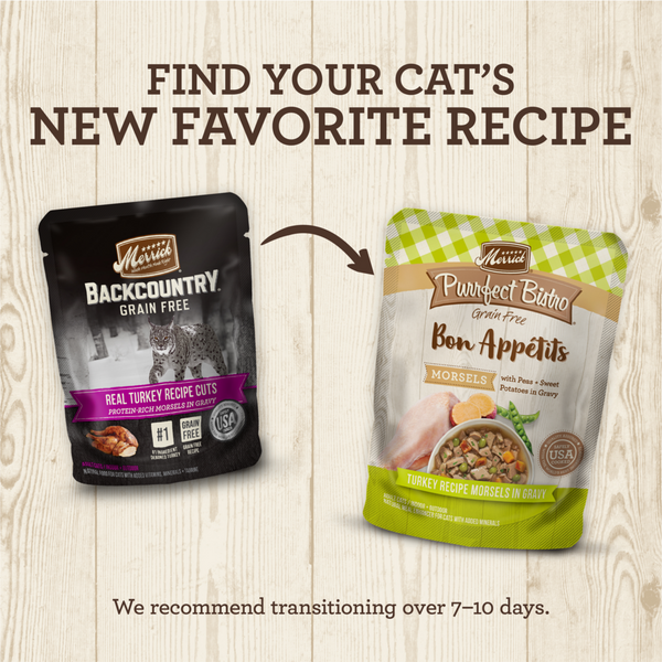 Merrick Backcountry Grain Free Gluten Free Premium High Protein Wet Cat Food, Turkey Recipe Cuts With Gravy