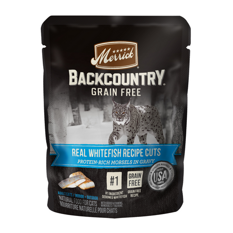 Merrick Backcountry Grain Free Gluten Free Premium High Protein Wet Cat Food, Whitefish Recipe Cuts With Gravy