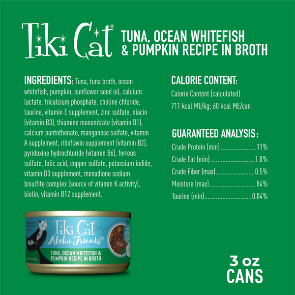 Tiki Cat Friends Tuna Ocean Whitefish and Pumpkin Wet Cat Food