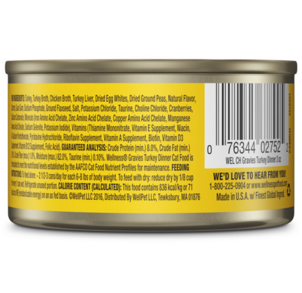 Wellness Natural Grain Free Gravies Turkey Dinner Canned Cat Food