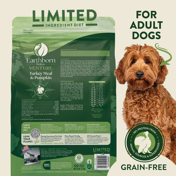 Earthborn Holistic Venture Limited Ingredient Grain Free Turkey Meal and Pumpkin Dry Dog Food