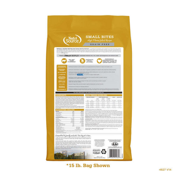 NutriSource Grain Free High Plains Select Small Bites Dry Dog Food